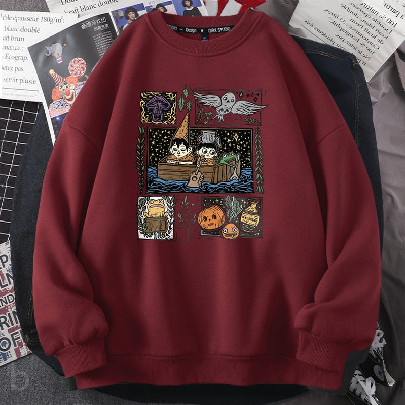 Vintage Harvest Festival Pottsfield Sweatshirt Hoodie Fall Halloween Pumkin Crewneck Sweatshirts Autumn Pullover Women Clothes Maroon