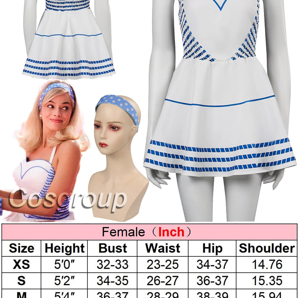 Margot Cosplay Kawaii Pink Plaid Dress Women Costume Movie Barbei Roleplay Fantasia Halloween Party Clothes For Disguise Style L