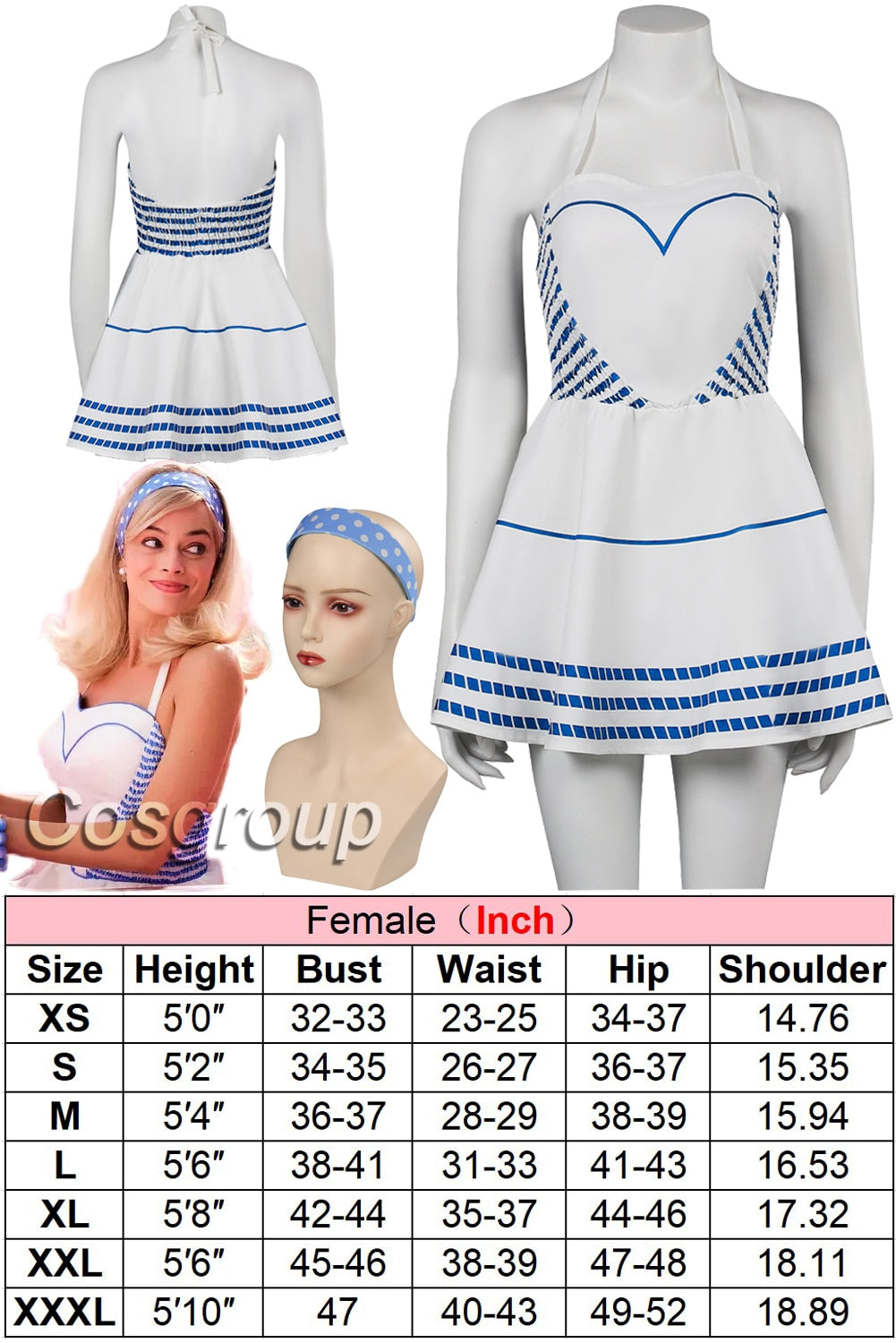 Margot Cosplay Kawaii Pink Plaid Dress Women Costume Movie Barbei Roleplay Fantasia Halloween Party Clothes For Disguise Style L