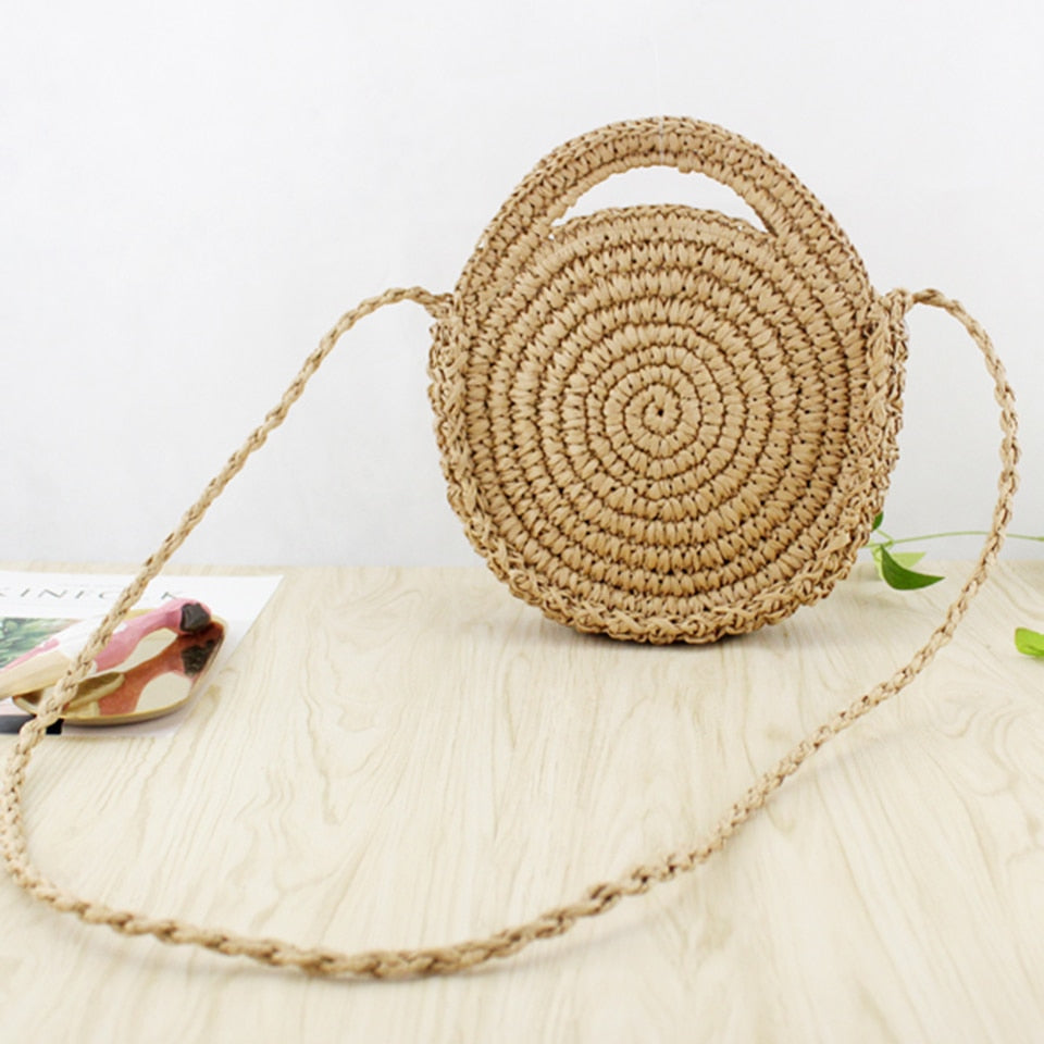 Summer Straw Handbag Wooden Handle Large Capacity Paper Rope Woven Straw Bag New Fashion Summer Vacation Travel Beach Bag brown10