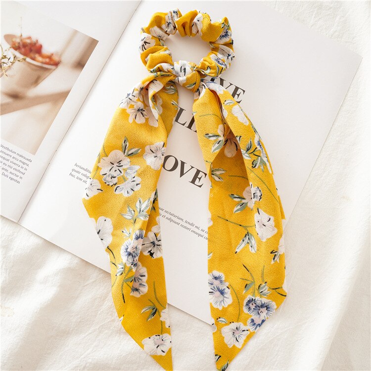 Chiffon Printing Flower Bandana Hair Scarf Headband for Women Vintage Long Ribbon Scrunchie Beach Bandanas Hair Accessories 43