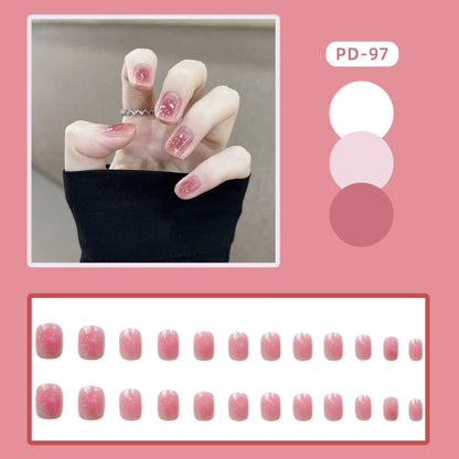 24pcs Lemon Short Wear Tips Nail False Patch Press on Nails Supplies for Professionals Artifical Fake Nails Faux Ongles Uñas