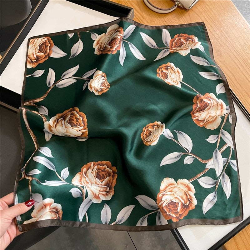 Classice 100% Silk Square Scarf Women Print Stripe Hair Band Wrist Foulard England Style Neckerchief Bandana Echarpe FZ203-1
