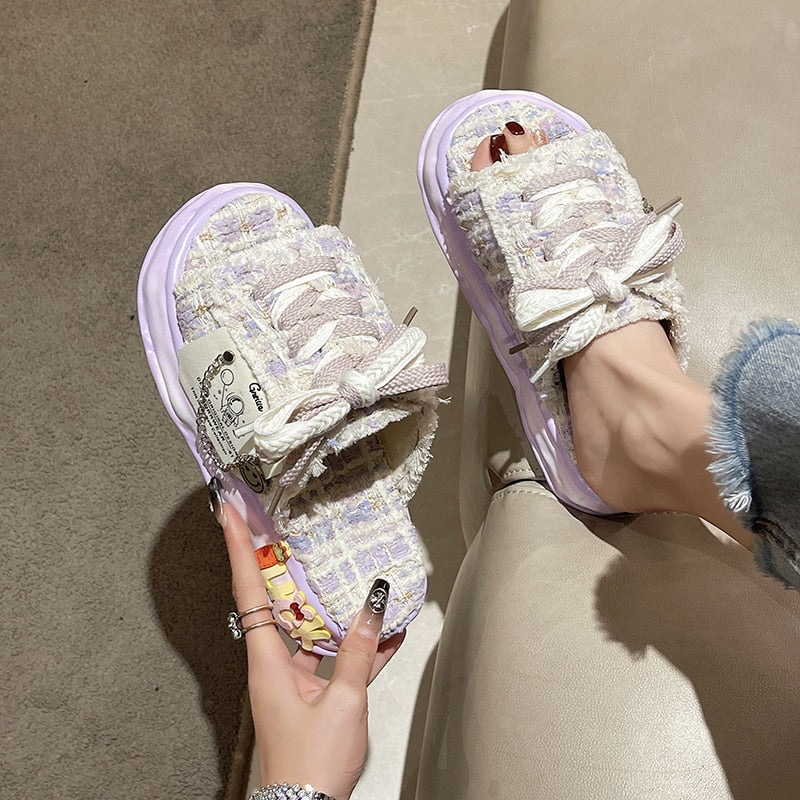 Summer Women Graffiti Slippers Sandals Platform Shoes Mules Flip Flops Street Clogs Flat New Sweet Casual Shoes For Female