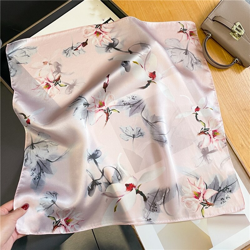 Classice 100% Silk Square Scarf Women Print Stripe Hair Band Wrist Foulard England Style Neckerchief Bandana Echarpe FZ211-1