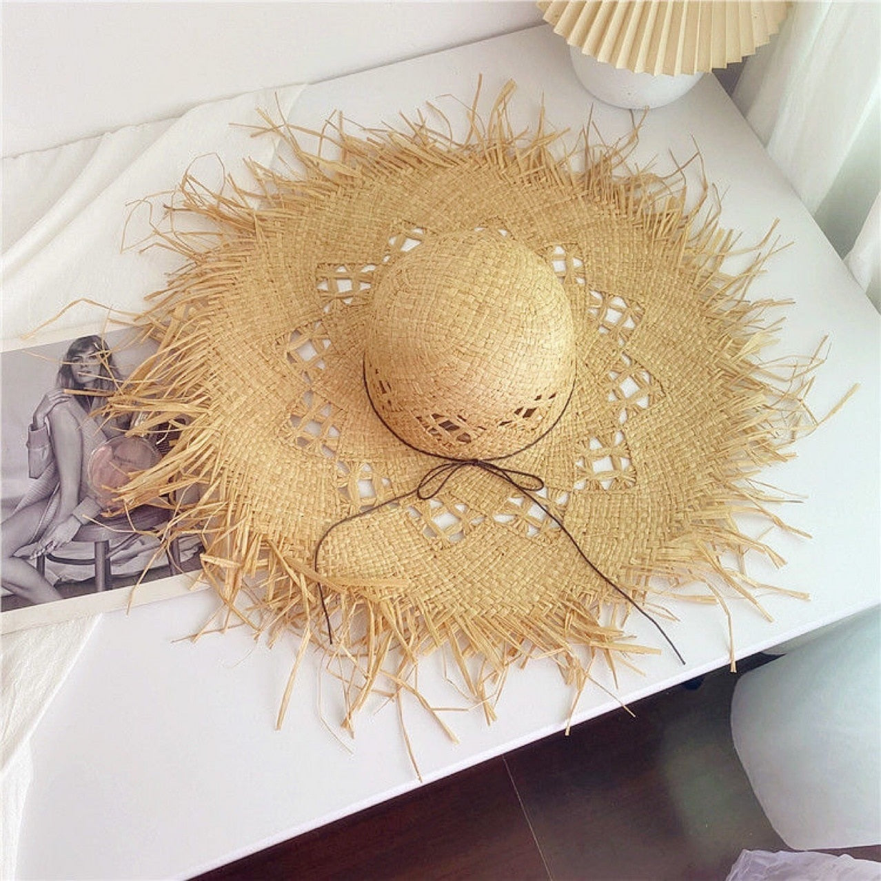 Summer Natural Raffia Straw Hat Large Wide Brim Sun Hats for Women Panama Ladies UPF Travel Holiday Beige Beach Floppy Hat like picture 3