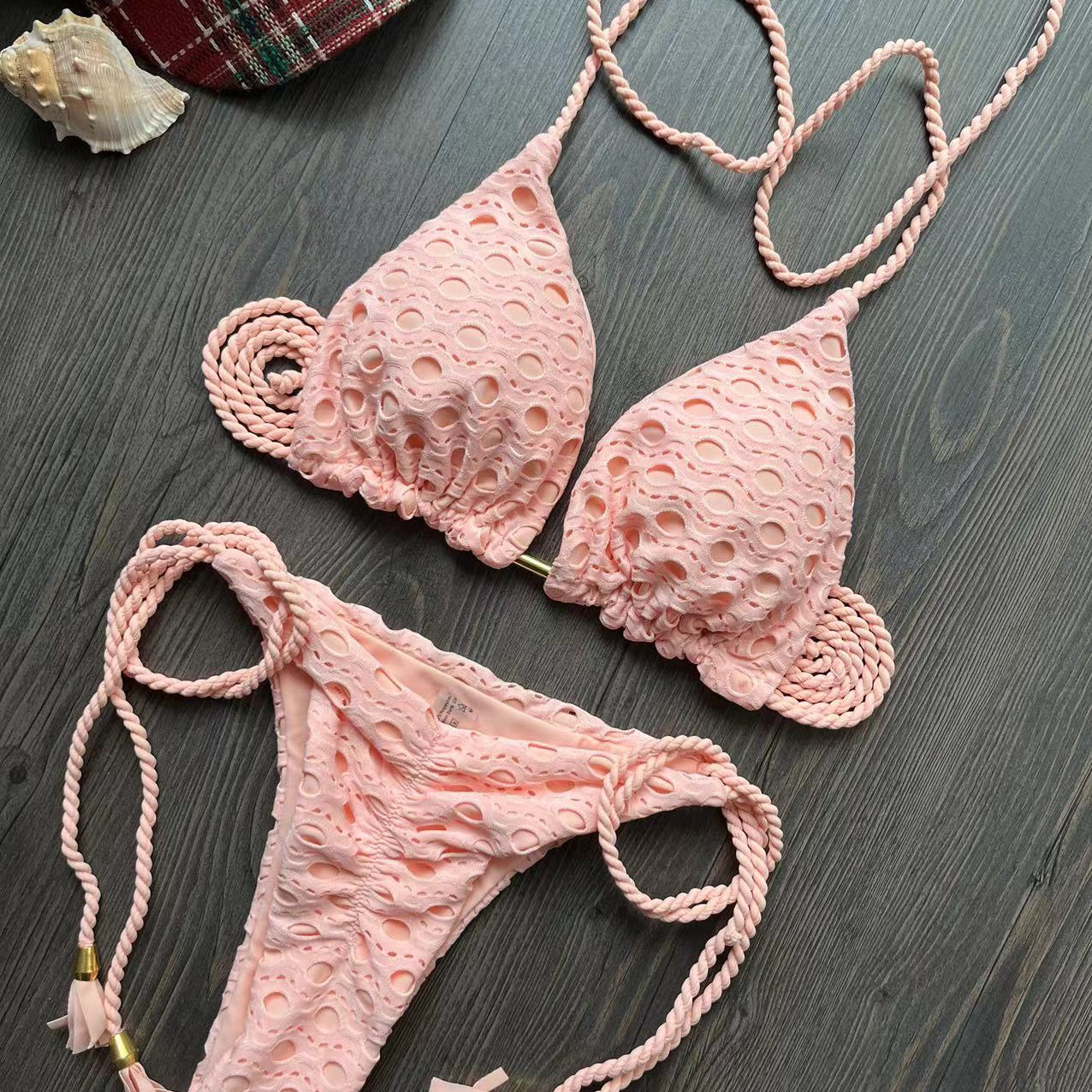 Sexy Bikini Set Swimsuit Mesh Swimwear Women white Bathing Suit Halter Top Patchwork Beachwear Women's Swimming Suit