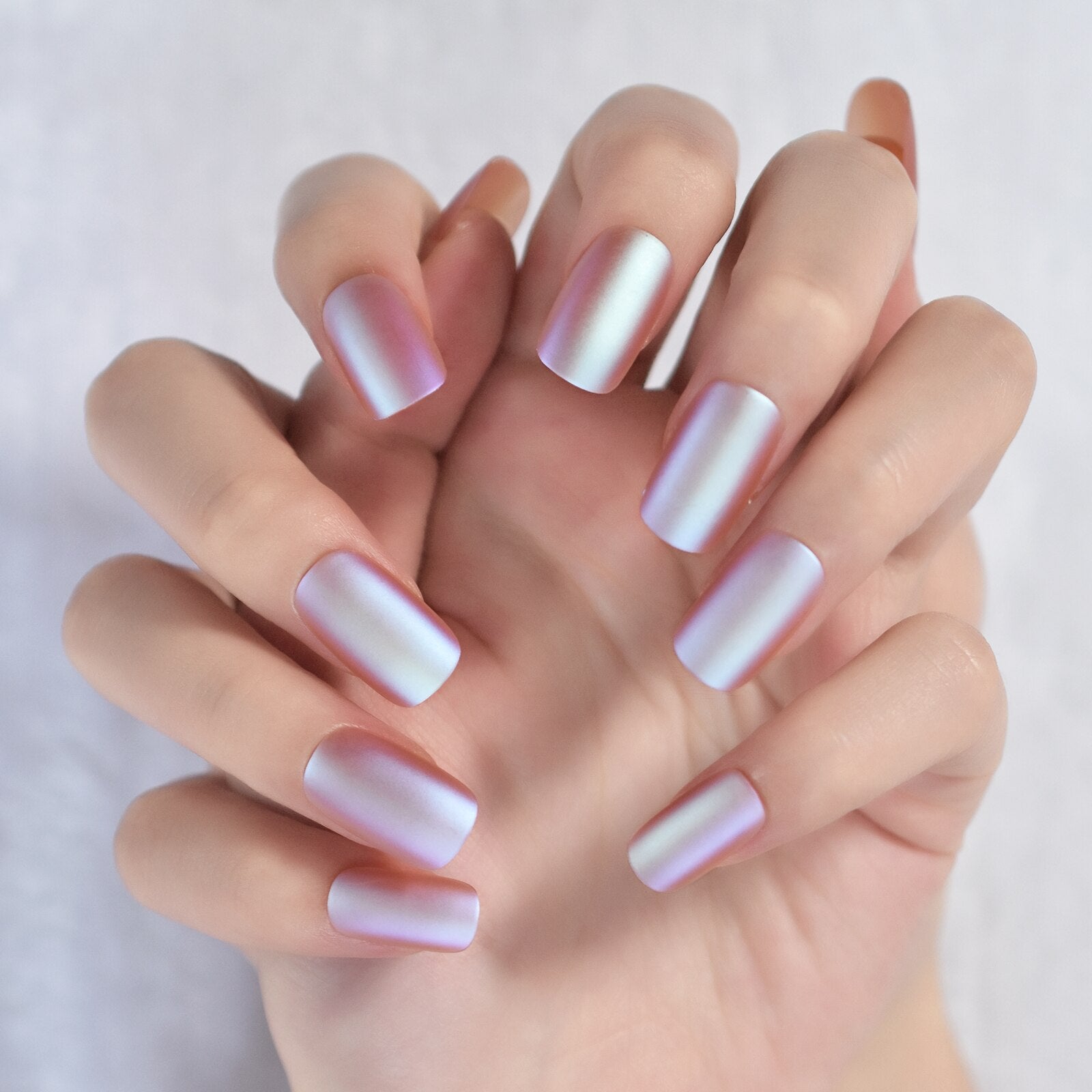 Glossy Gradient Rainbow Ombre French Press on Nails Almond Fake Nails Stiletto Oval Pointed Manicure False Nails Finger Tips L6399
