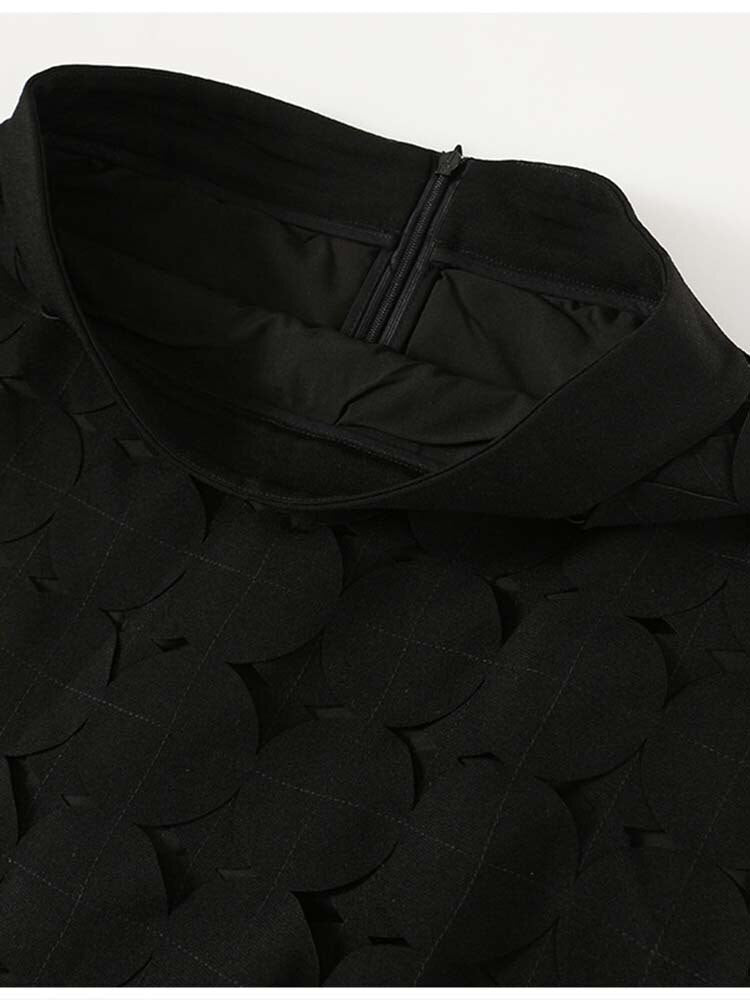 [EAM] High Waist Black Hollow Out Tassels Long Slit Elegant Half-body Skirt Women Fashion Tide New Spring Autumn 2023 1DE9035