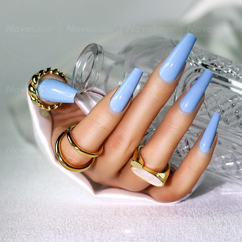 Navolution 24Pcs/Set DIY Manicure Wearable Fake Nails press on Detachable Finished Fingernails Ballet Square Head Almond Short 26