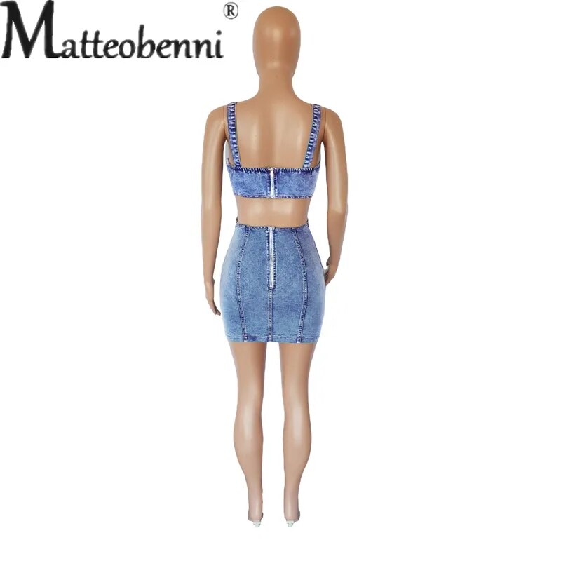 Sexy Backless Hollow Out Suspenders Denim Dress Female Fashion Casual Party Trend Streetwear Women Sleeveless Dressy Short Gown