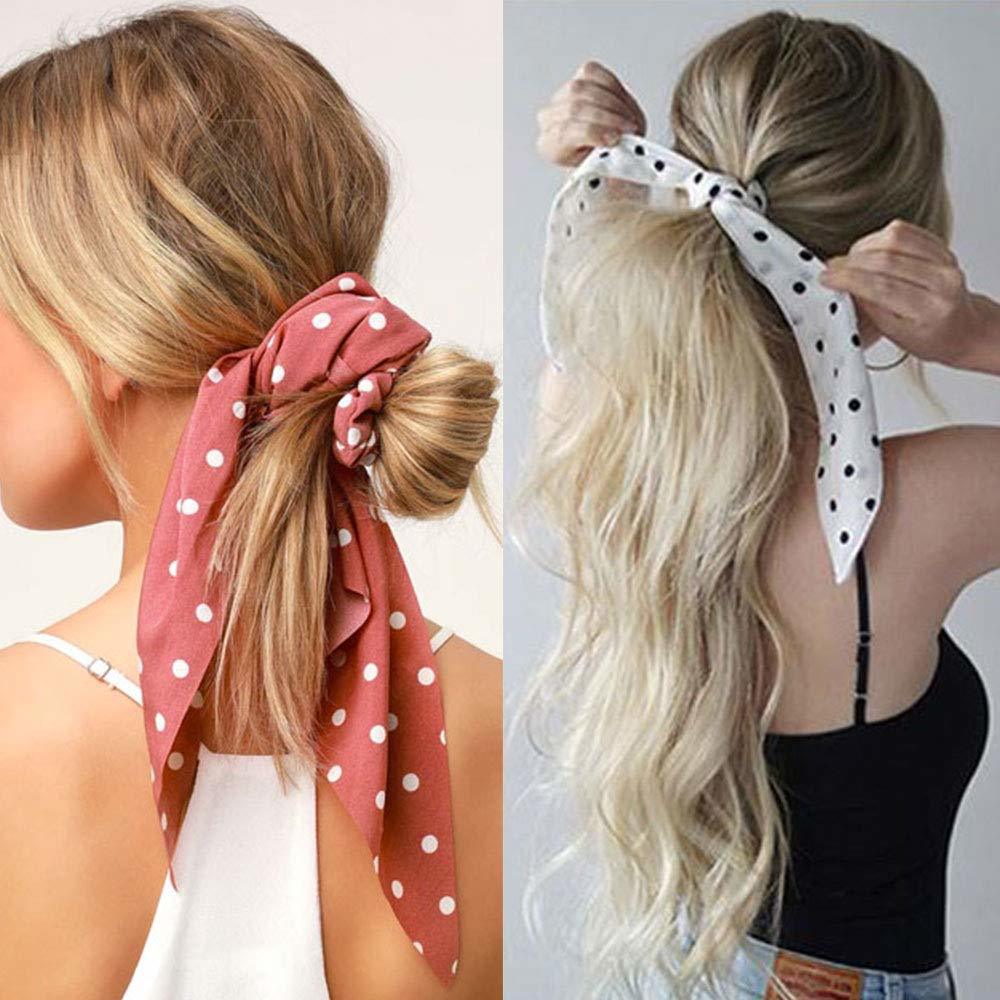 Fashion Print Chiffon Long Ribbon Scrunchies Women Girls Ponytail Scarf Elastic Hair Bands Ties Hair Accessories Wholesale