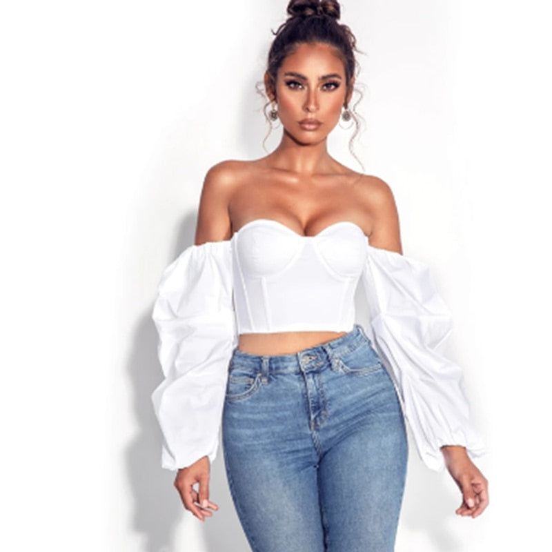 Irregular Long Sleeve Sexy Fashion Crop Short Top