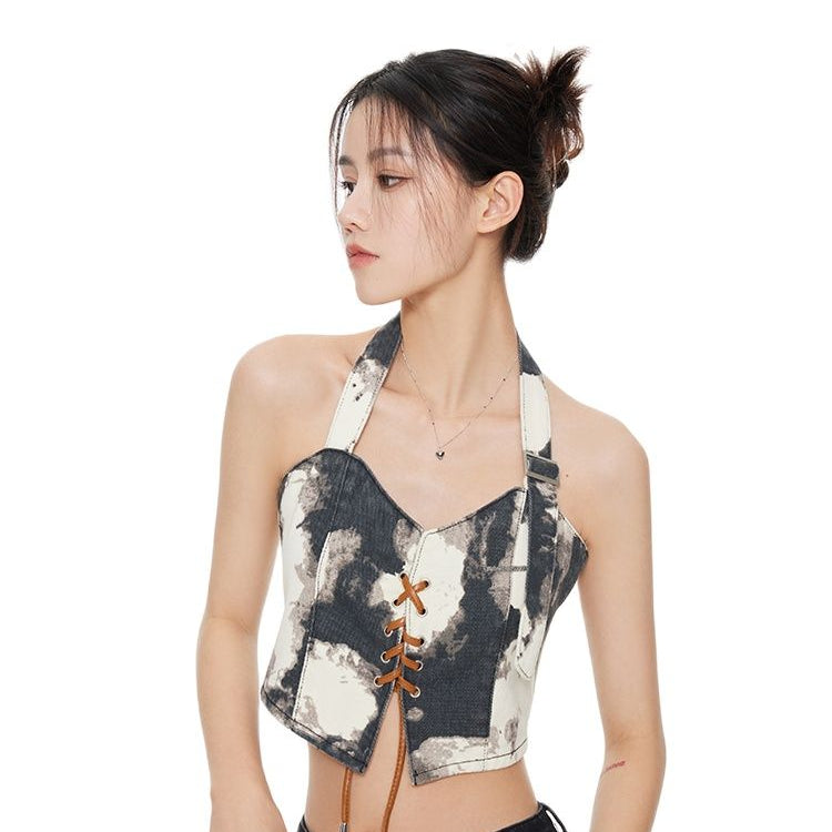 Inivia Retro Y2K Necks Suspenders Vests Tops Backless Jeans Blouses 2023 Summer Fashion