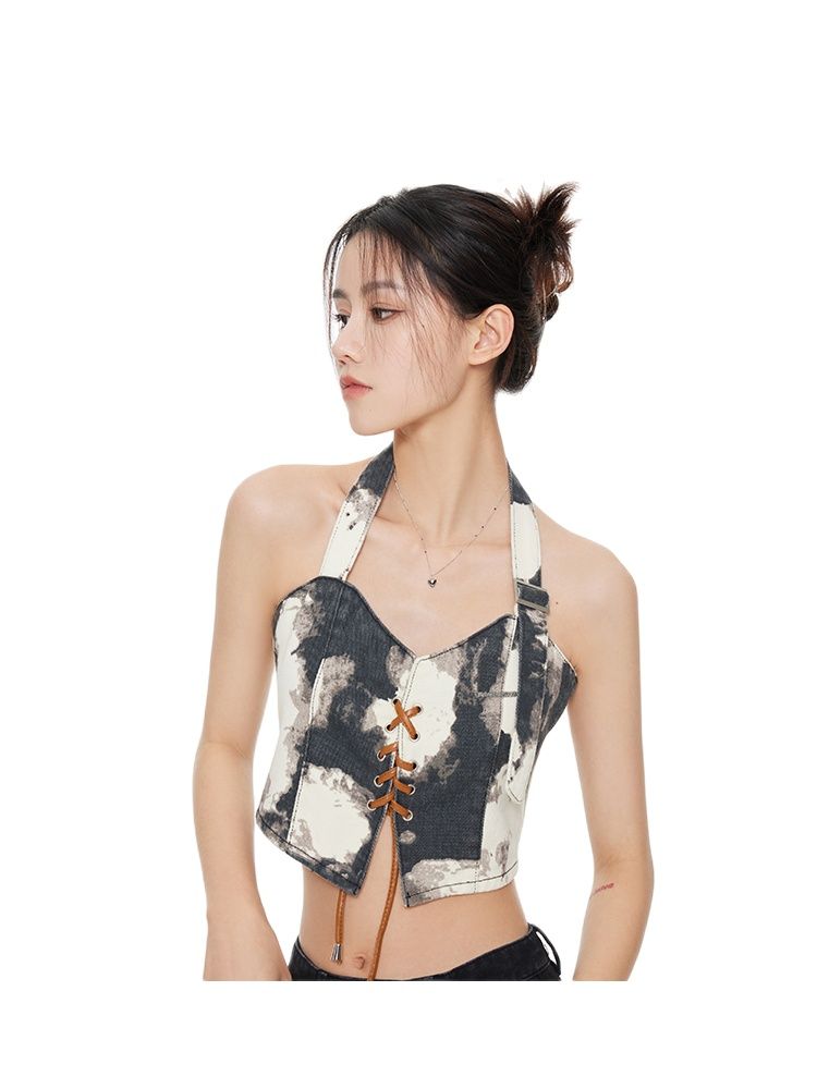 Inivia Retro Y2K Necks Suspenders Vests Tops Backless Jeans Blouses 2023 Summer Fashion