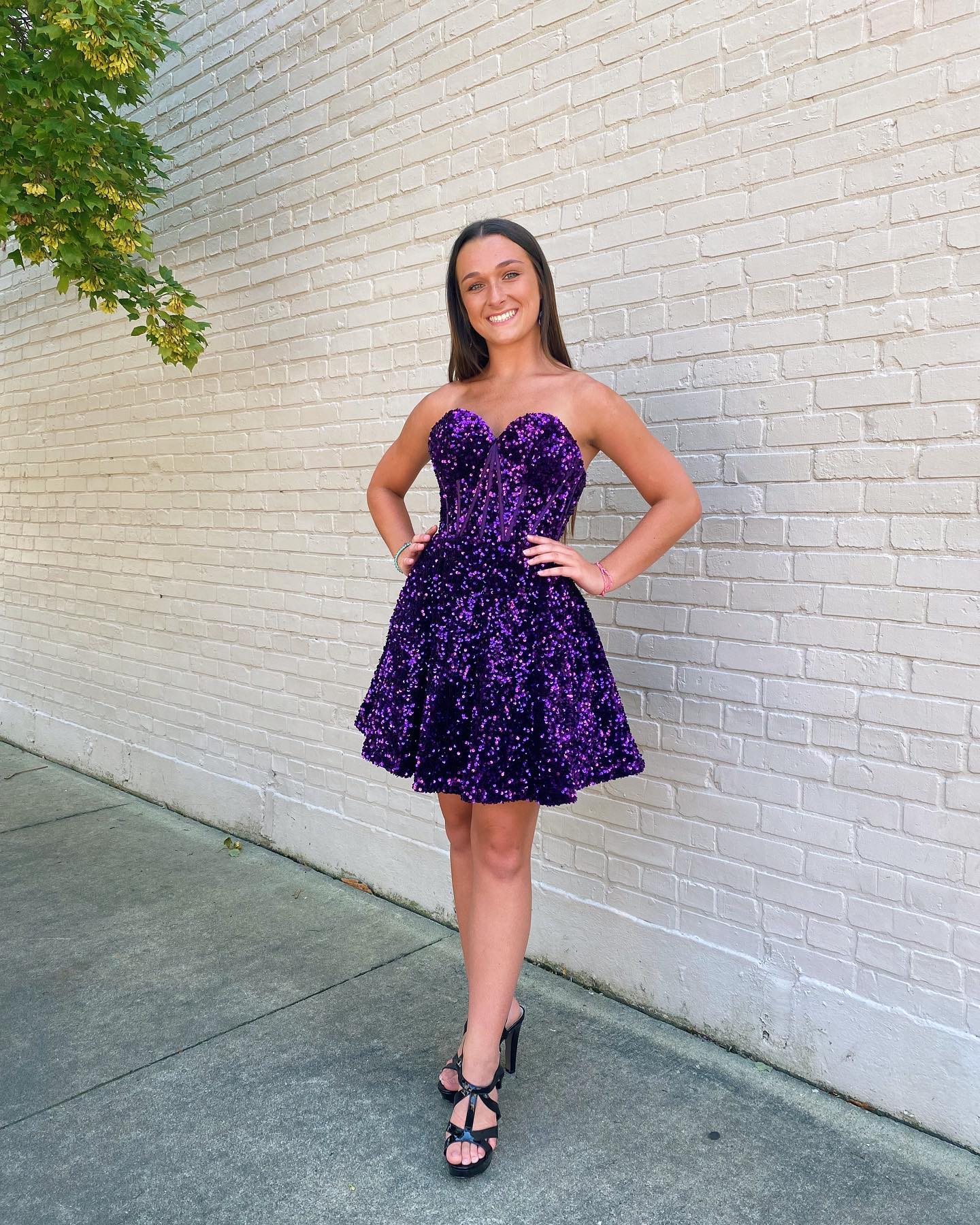 Sequin Velvet Hoco Dress NYE Sweetheart Built-in Bone Short Lady Formal Homecoming Party Gown Club Night Cocktail Prom Gala Purple