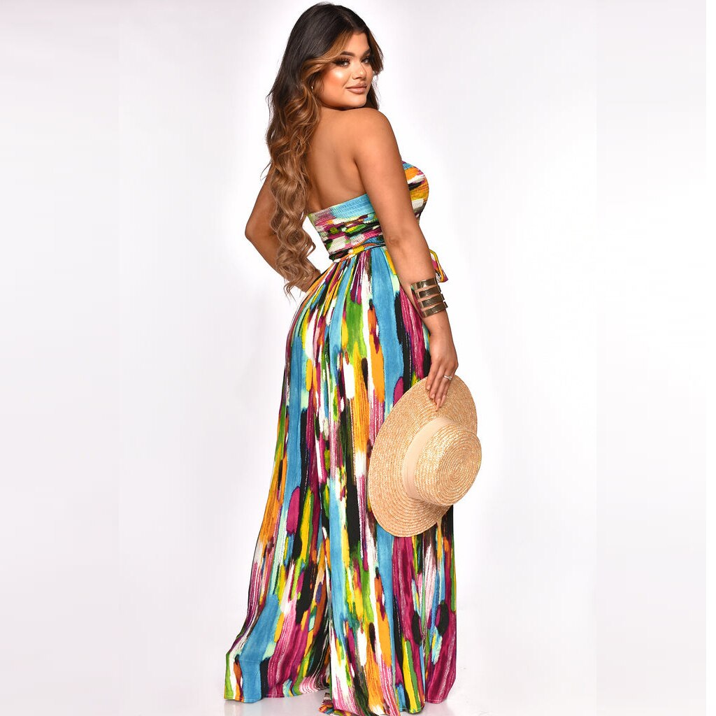 Sexy Tube Jumpsuits One Piece Rompers Women Summer Vacation Clothes Elegant Bodycon Wide Leg Pant Sleeveless Jumpsuit