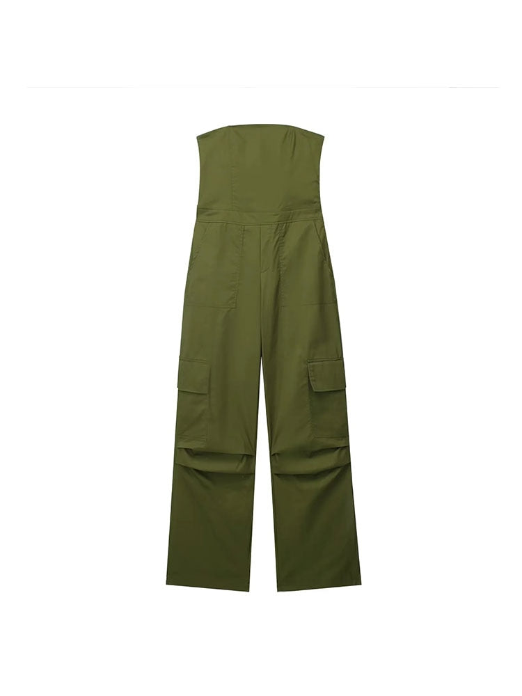 Female Jumpsuit With Pockets Long Jumpsuit Woman Spring Summer Sleeveless Cargo Jumpsuits For Women Outfit junlvse