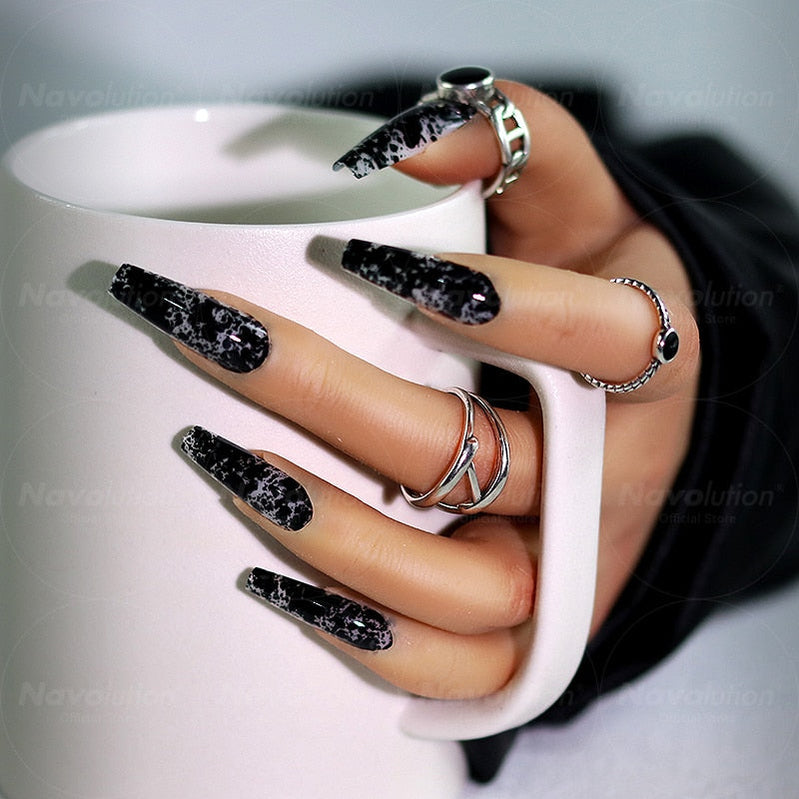 Navolution 24Pcs/Set DIY Manicure Wearable Fake Nails press on Detachable Finished Fingernails Ballet Square Head Almond Short 27