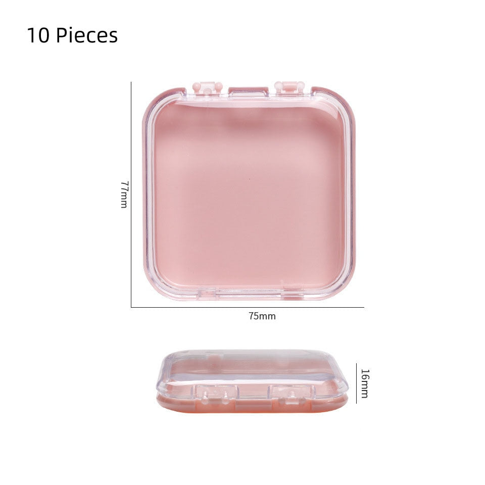 5/10 Pieces Empty Nail Boxes For Packaging Square Shape Box Wholesale Nail Tips Press On Nail Packaging Case Small Business Pink10PCS