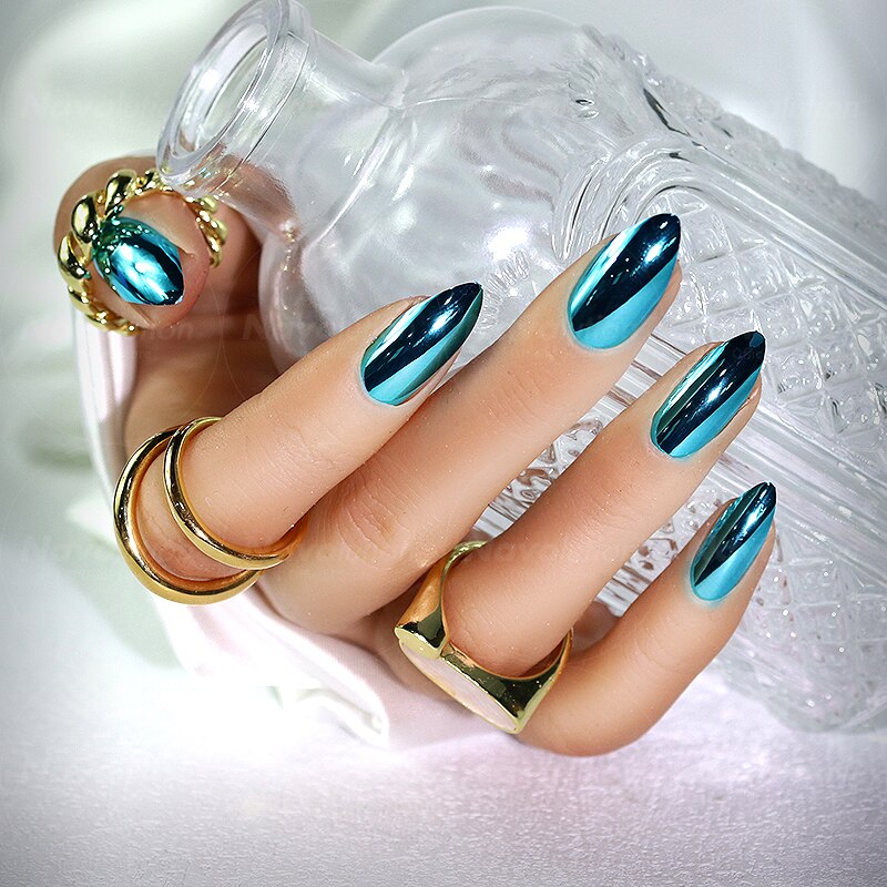 Navolution 24Pcs/Set DIY Manicure Wearable Fake Nails press on Detachable Finished Fingernails Ballet Square Head Almond Short 15