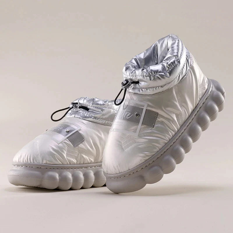 Ankle Boot Woman Winter Platform Warm Fur Shoes for Female Rainproof Cloth Comfortable Soft Plush Chunky Women's Snow Boot silver