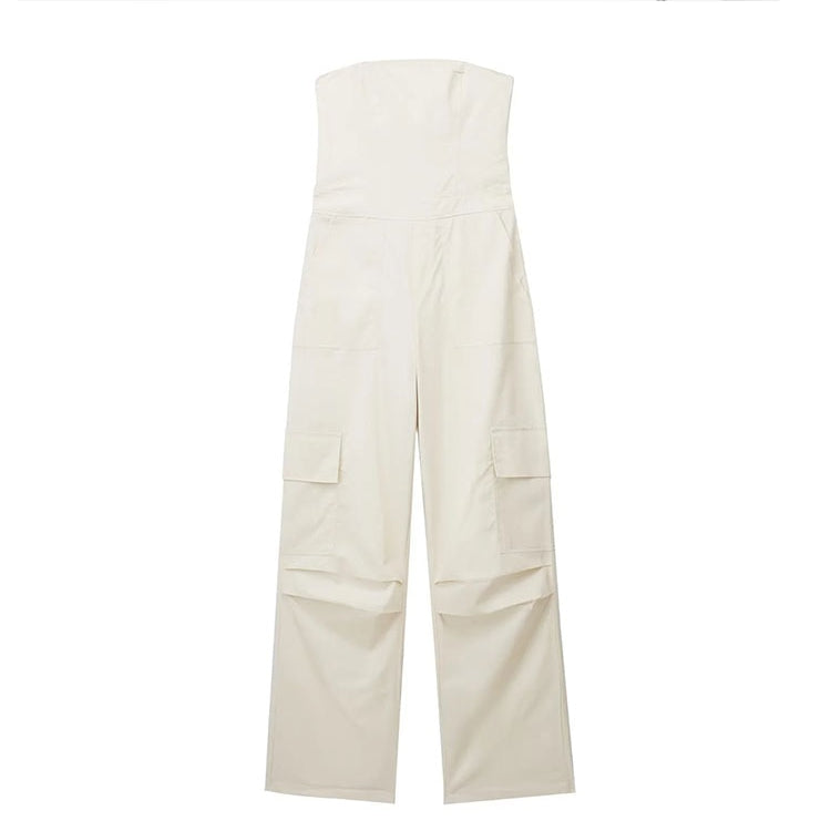 Female Jumpsuit With Pockets Long Jumpsuit Woman Spring Summer Sleeveless Cargo Jumpsuits For Women Outfit mise