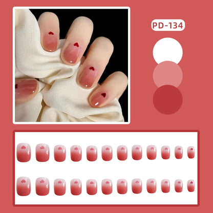 24pcs Lemon Short Wear Tips Nail False Patch Press on Nails Supplies for Professionals Artifical Fake Nails Faux Ongles Uñas
