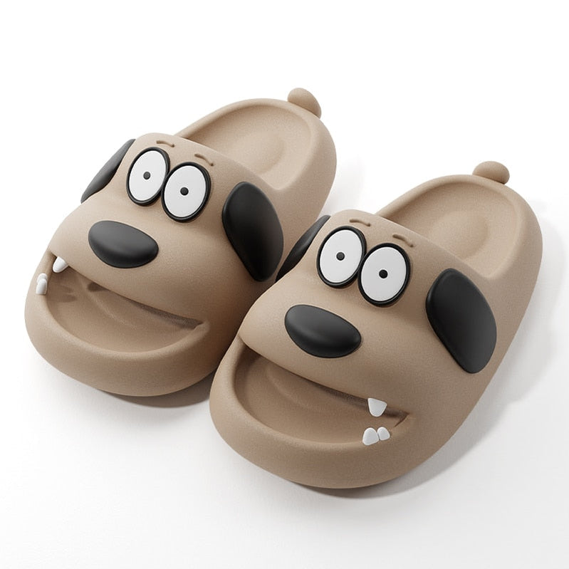 Catroon Dog Outdoor Home Slippers Thick Soled Non Slip Slides Bathroom Indoor Summer Comfy Shoes coffeese