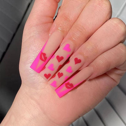 Fake Nails Heart Pattern Full Cover Fake Nails DIY Glue Press On Nails Nail Supplies For Professionals