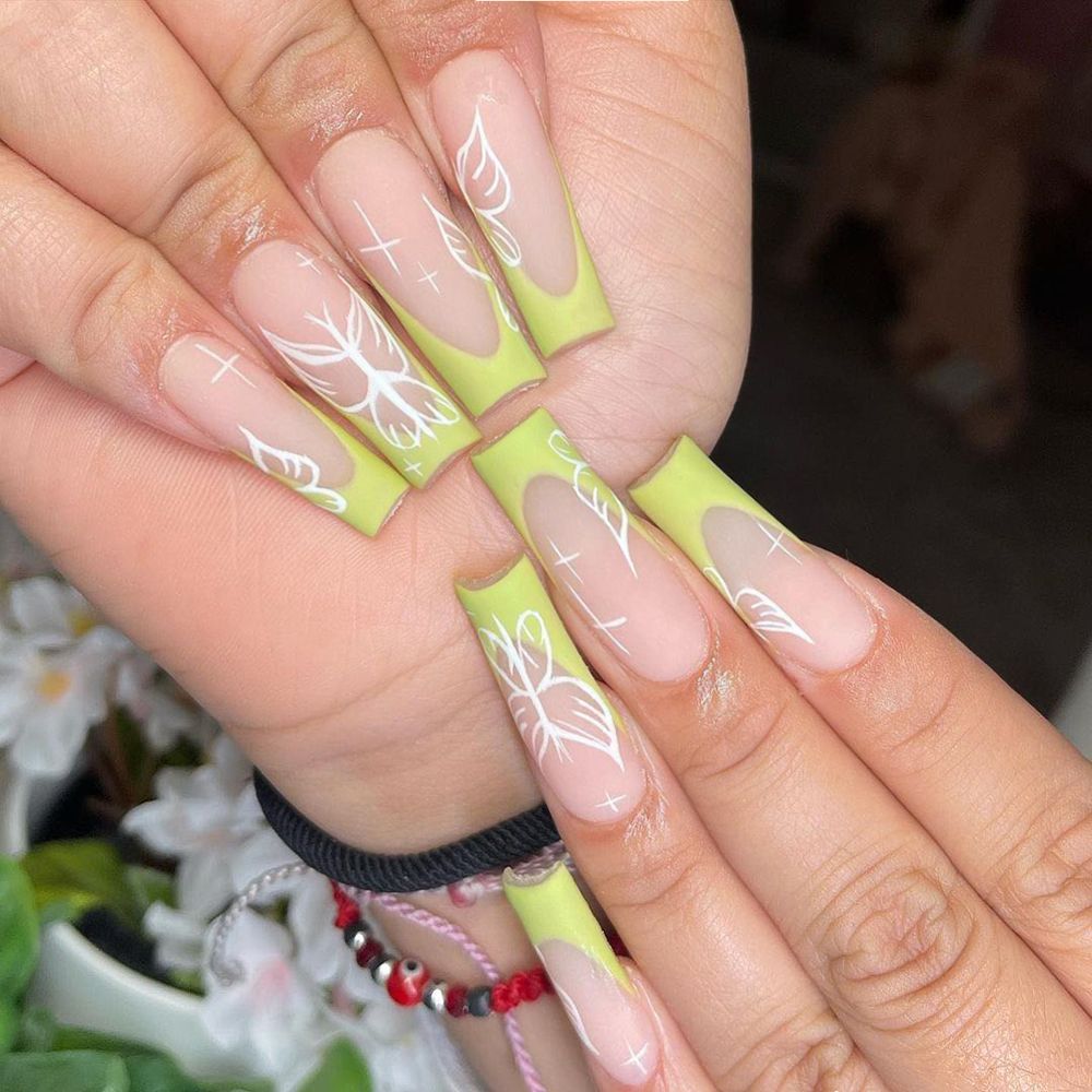 Japanese Style Black Graffiti False Nails Detachable Long Coffin Ballet Fake Nails Full Cover Nail Tips Press on Nails 24Pcs 3