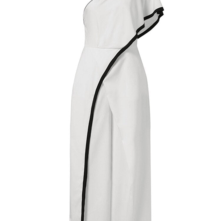 Women's Summer Rompers Elegant Office Formal Jumpsuits Casual Solid One Shoulder Sexy Loose Party Overalls Oversized