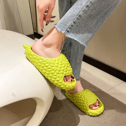 BEVERGREEN Funny Durian Design Women Slippers Summer Thick Bottom Platform Slides Outdoor Soft Non Slip Bathroom Shoes