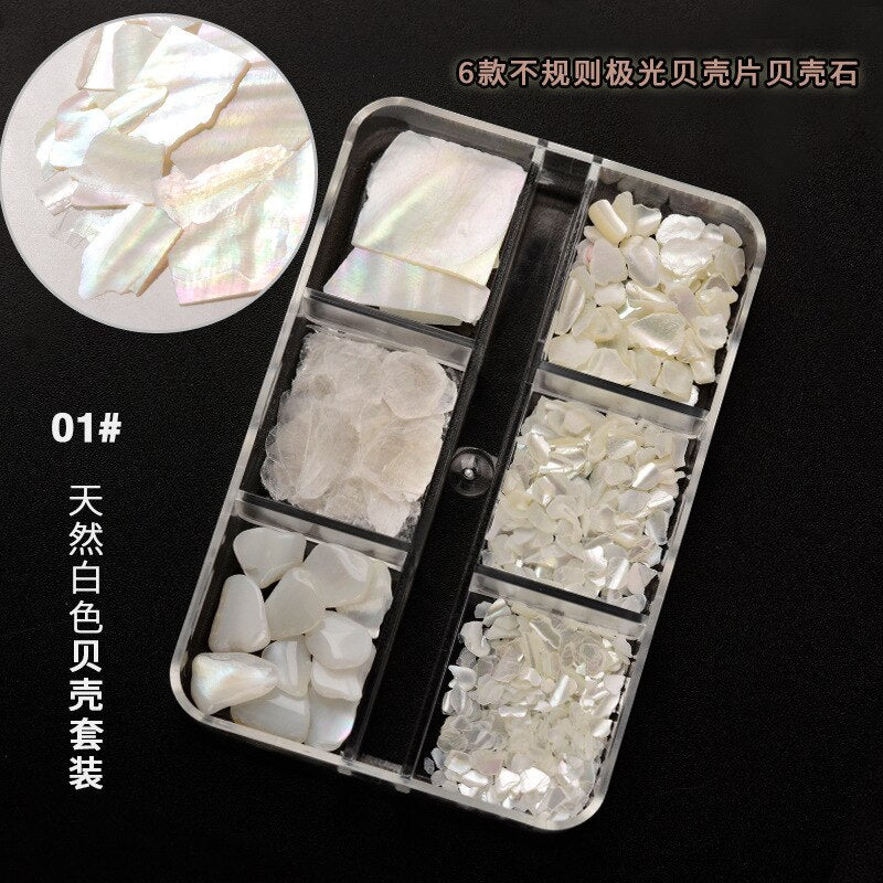 Nail Art Aurora Shell Flakes Abalone Nails Charms 3D Irregular Slice Shell Stone Sequins Nail Art Decoration Manicure Accessory ZB053-1