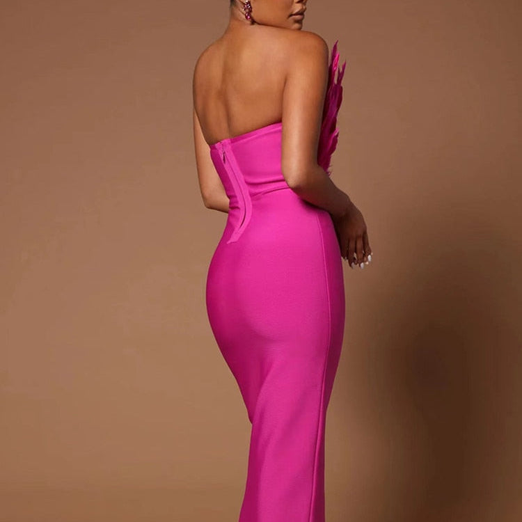 Sexy Feather Bandage Dress Vestidos Para Mujer Wedding Birthday Party Night Cocktail Club Dresses