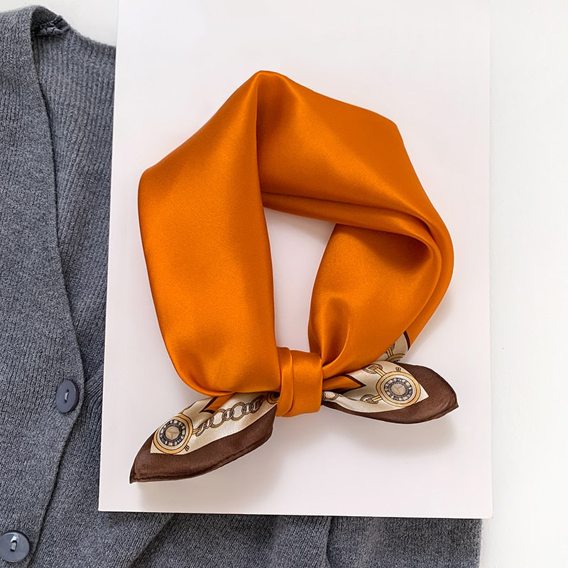 Fashion Designer Print 100% Natural Silk Square Scarves Women Hairband Neck Foulard Female Small Kerchief Bandana New FZ89-1 53cm real silk