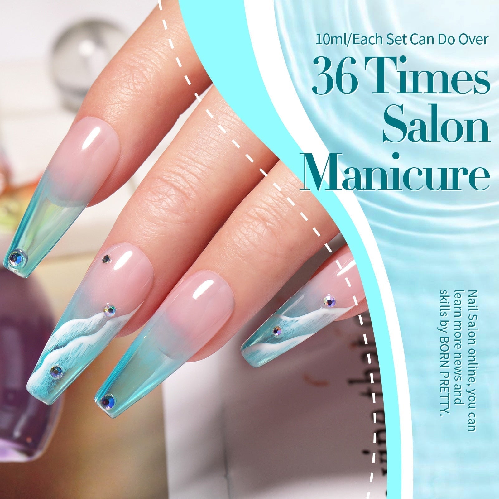 BORN PRETTY 6 Bottles 10ml Jelly Transparent Nail Gel Pink Nude Color Soak Off Gel Nail Polish for Manicure