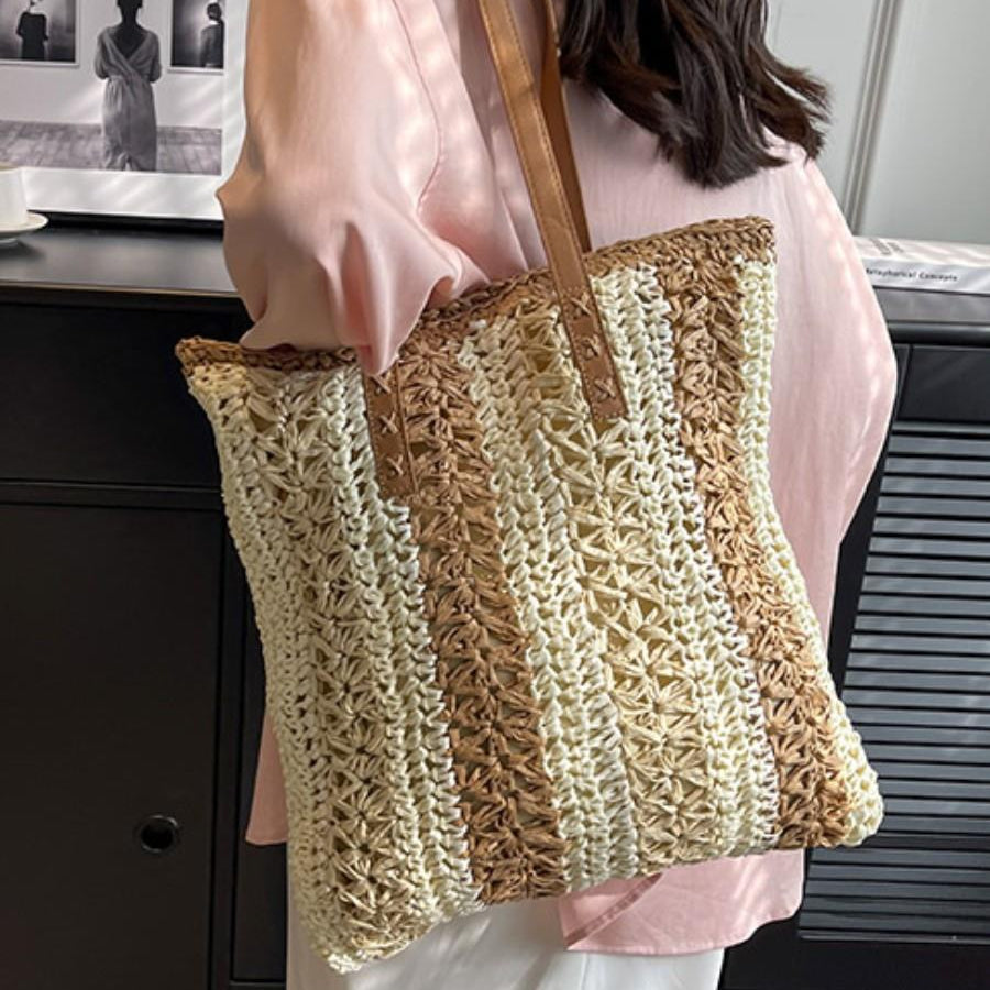 Casual Large Capacity Straw Woven Tote Shoulder Bags For Women Luxury Designer Beach Ladies Handbags