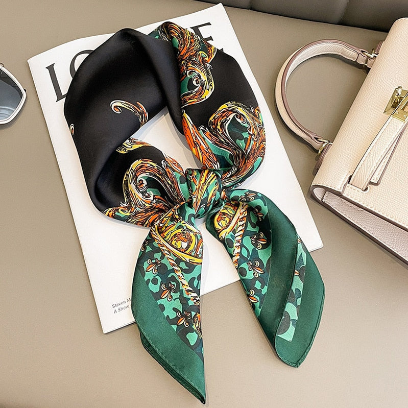 Luxury Silk Shawl Square Scarf for Women Satin Hijab Fashion Wraps Neckerchief Female Hair Bands Ribbon Headband Bandana 13