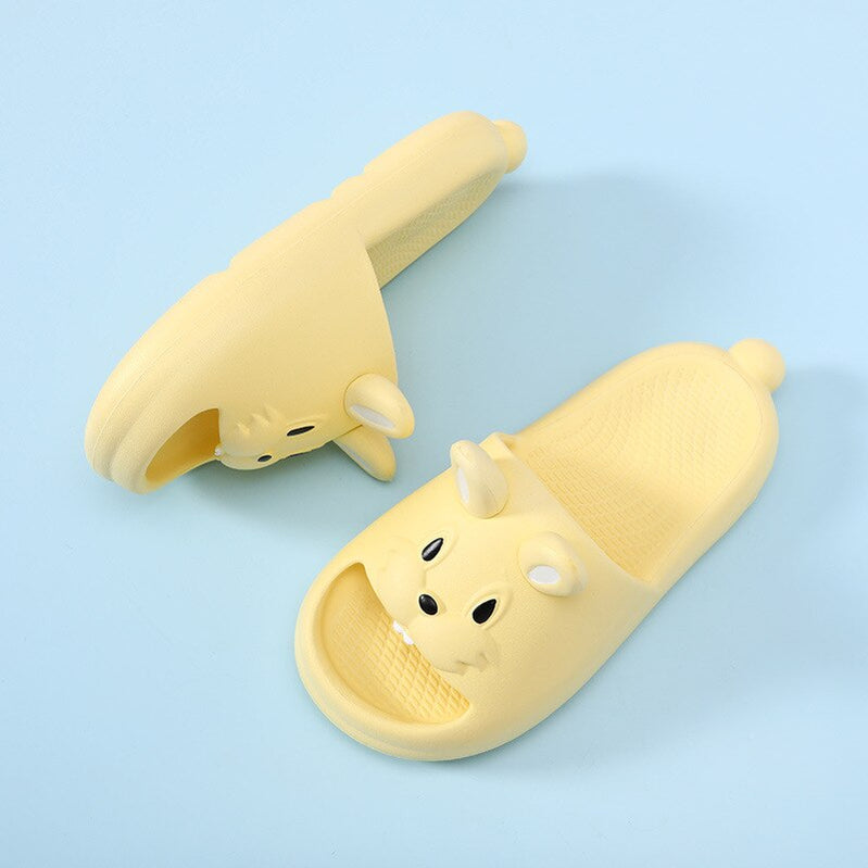 Adorable Rabbit Girls Lightweight Non-Slip Open Toe Slides For Kids Children Summer 3D Cartoon SLippers Yellow
