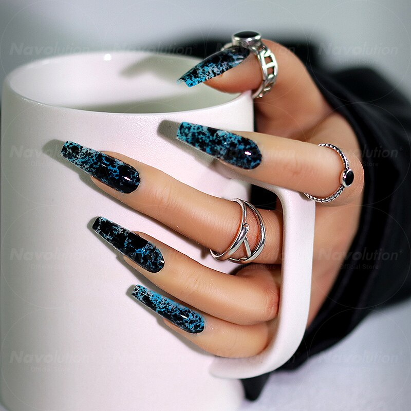 Navolution 24Pcs/Set DIY Manicure Wearable Fake Nails press on Detachable Finished Fingernails Ballet Square Head Almond Short 13