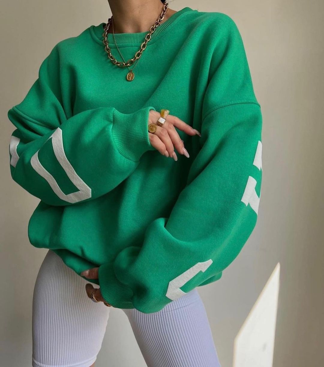Women Casual Sweatshirts Fashion Letters Print O Neck Long Sleeve Pullovers Tops Vintage Loose Autumn Y2k Hoodies Streetwear Dark green