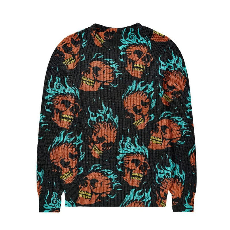 Fashion Hip Hop Streetwear Men's Sweater Autumn Winter New Coats Men Sweaters Halloween style Male Knitted Pullover Unisex 1