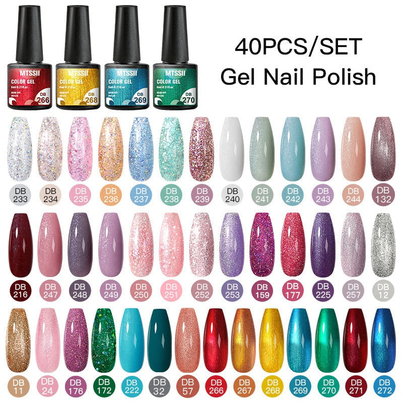 Mtssii 24/25/40/60PCS Gel Nail Polish Set Color Gel Semi Permanent UV Led Varnish Nail Art Design Soak Off Gel Set Nail Gel Set SZH18301