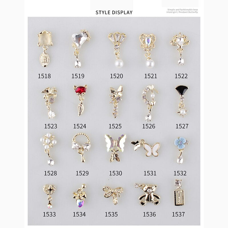 Nail Charms Pearl Decoration For Press On Fake Nail Accessories Pendant Super Sparkling Zircon Nail Parts Manicure Professionals