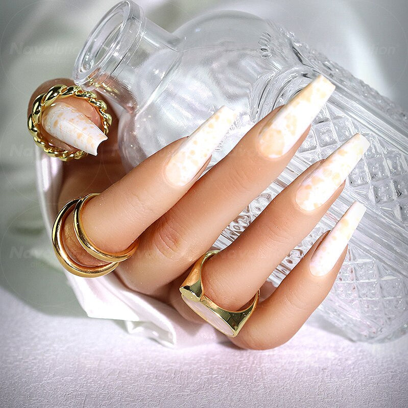 Navolution 24Pcs/Set DIY Manicure Wearable Fake Nails press on Detachable Finished Fingernails Ballet Square Head Almond Short 34