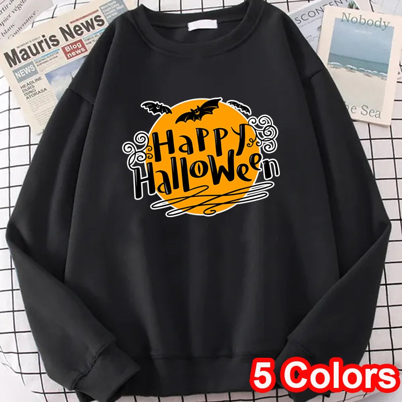 Fashion Halloween Pattern Print Crew Neck Sweater Casual Sports Outdoor Cute Long Sleeve Sweatshirt - Basso & Brooke