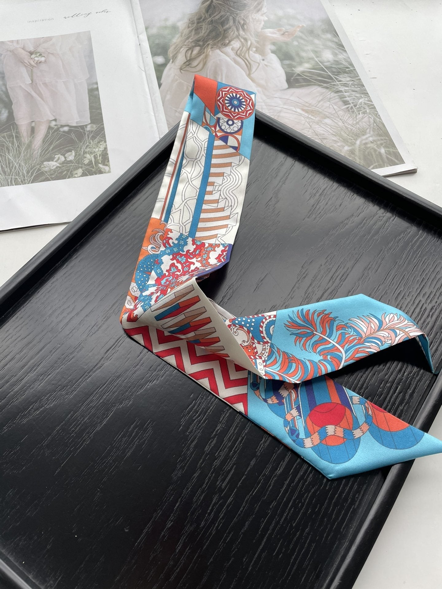 Mulberry silk silk tie bag long silk scarf star internet celebrity same style suit scarf streamer headband 4 5X 86CM