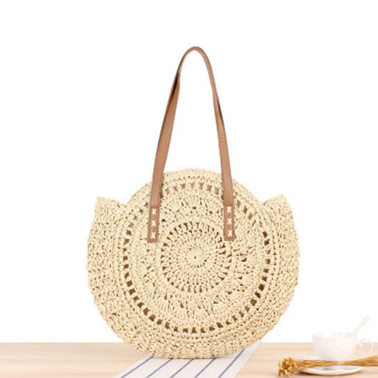 Round Straw Bags for Women Rattan Bag Handmade Woven Beach CrossBody Bag Female Message Handbag Totes B