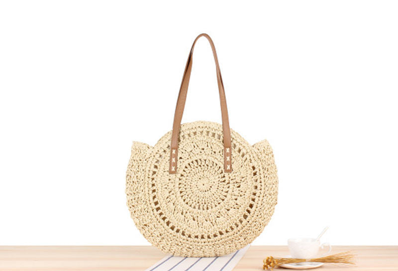 Round Straw Bags for Women Rattan Bag Handmade Woven Beach CrossBody Bag Female Message Handbag Totes B